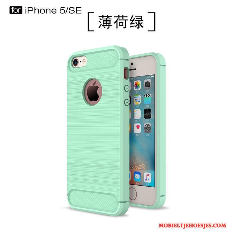 iPhone 5/5s Schrobben Siliconen Hoes Hoesje Telefoon Fiber Groen Bescherming