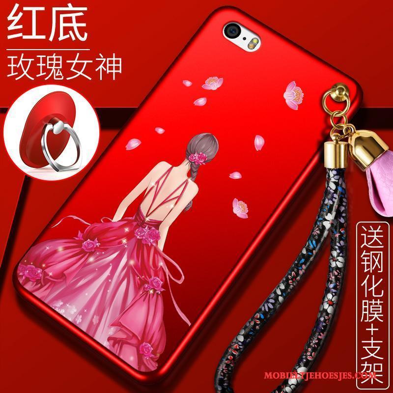 iPhone 5/5s Siliconen Rood Trend Schrobben Anti-fall Hoesje Telefoon Hanger