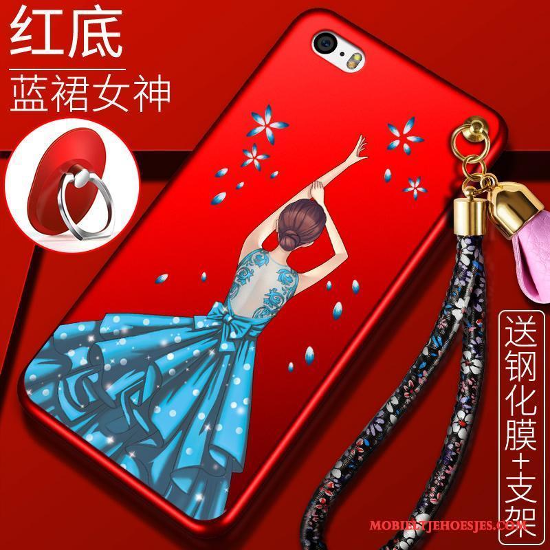 iPhone 5/5s Siliconen Rood Trend Schrobben Anti-fall Hoesje Telefoon Hanger