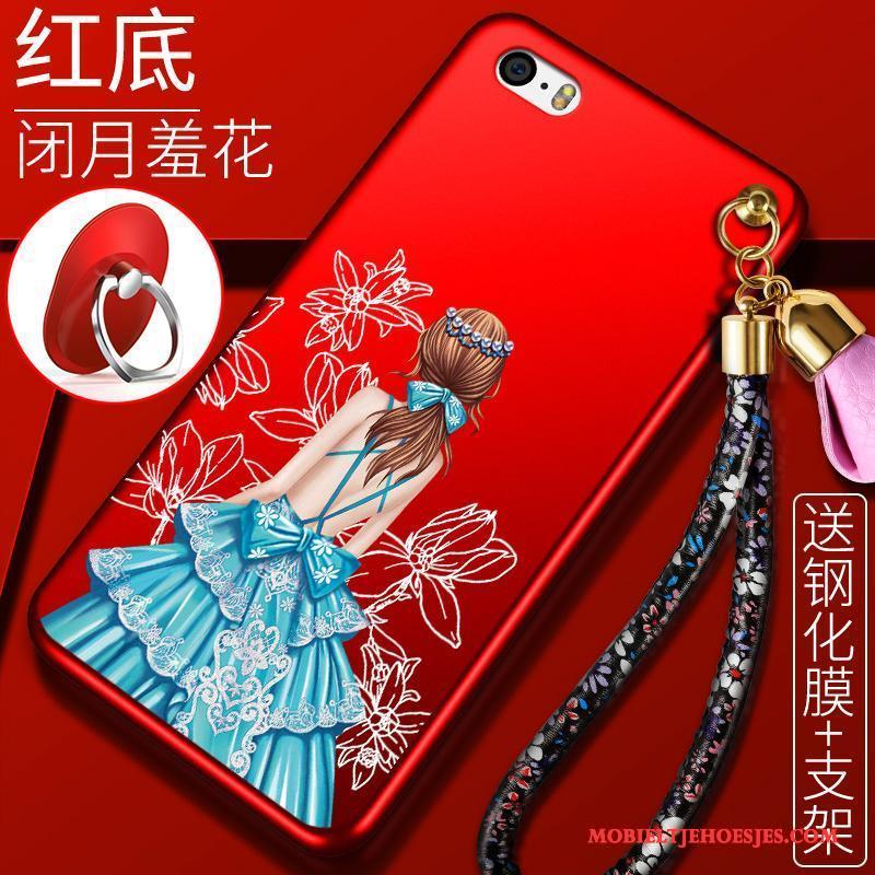 iPhone 5/5s Siliconen Rood Trend Schrobben Anti-fall Hoesje Telefoon Hanger