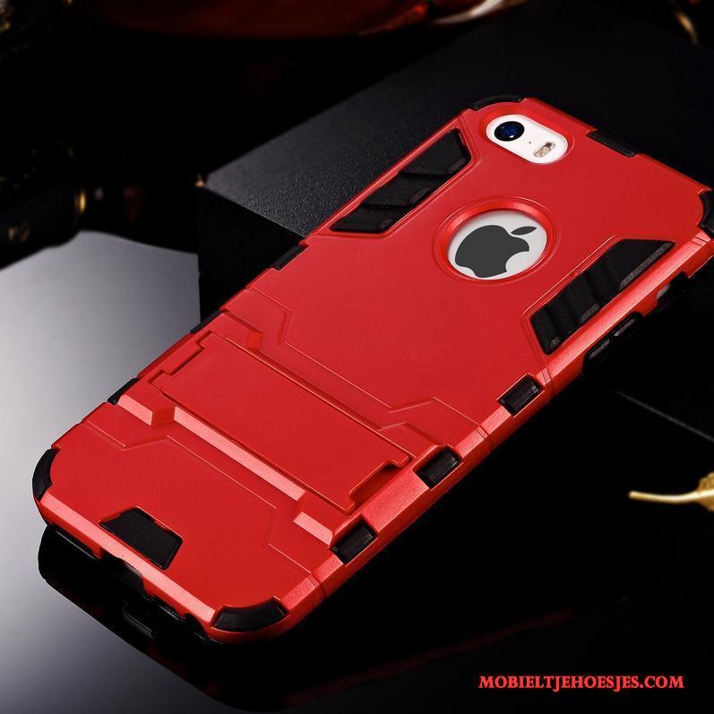 iPhone 5/5s Trend Schrobben Hoesje Telefoon Rood Anti-fall All Inclusive Scheppend