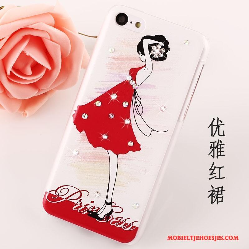 iPhone 5c Hoesje Bescherming Met Strass Hoes Hard Trend Rood Anti-fall