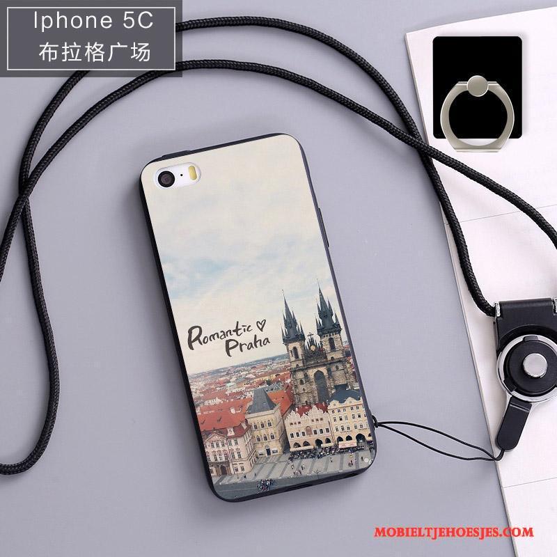 iPhone 5c Mobiele Telefoon Zwart Siliconen Zacht Hoesje Telefoon Bescherming Hanger