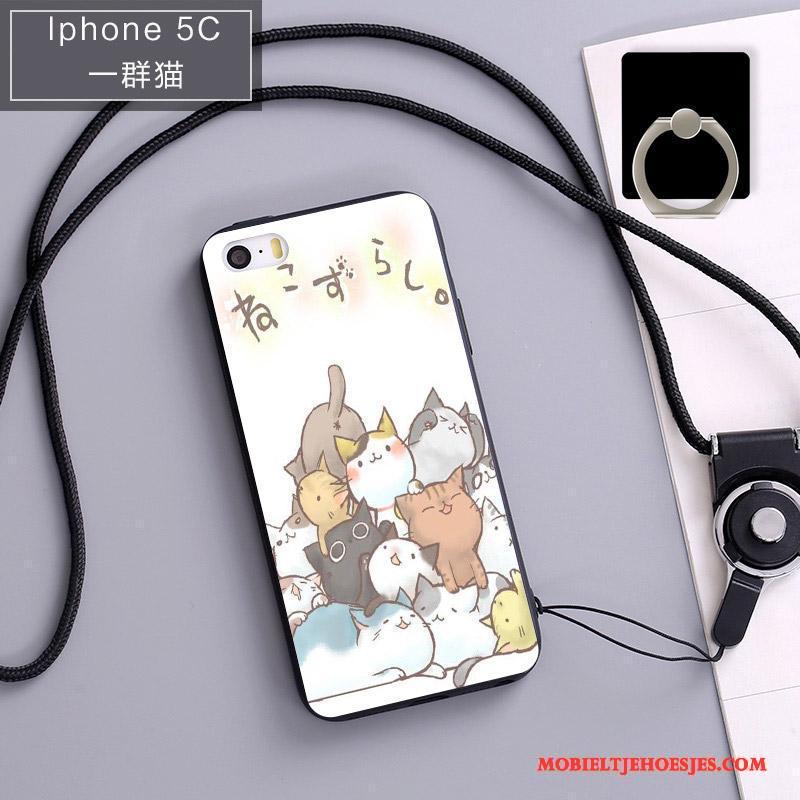 iPhone 5c Mobiele Telefoon Zwart Siliconen Zacht Hoesje Telefoon Bescherming Hanger