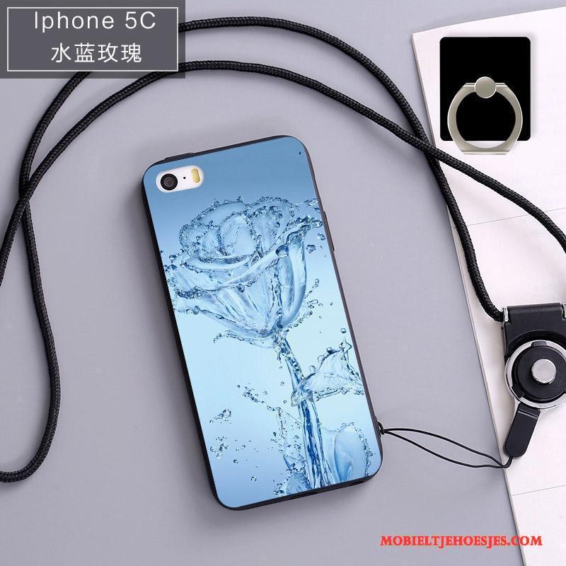 iPhone 5c Mobiele Telefoon Zwart Siliconen Zacht Hoesje Telefoon Bescherming Hanger