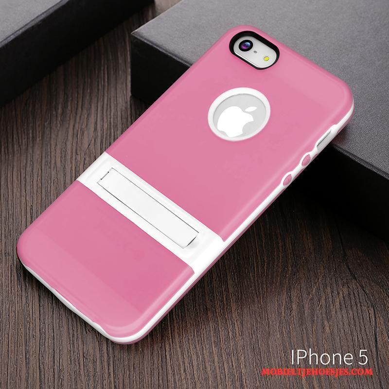 iPhone 5c Ondersteuning Purper Hoes Siliconen Hoesje Telefoon Schrobben Mobiele Telefoon