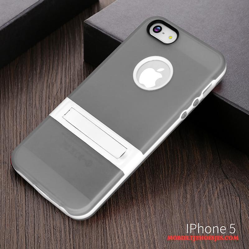 iPhone 5c Ondersteuning Purper Hoes Siliconen Hoesje Telefoon Schrobben Mobiele Telefoon