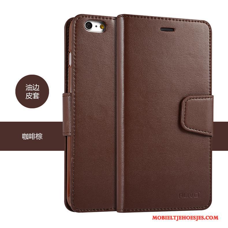 iPhone 6/6s Anti-fall Hoesje Telefoon Zacht Siliconen Leren Etui Purper Bescherming