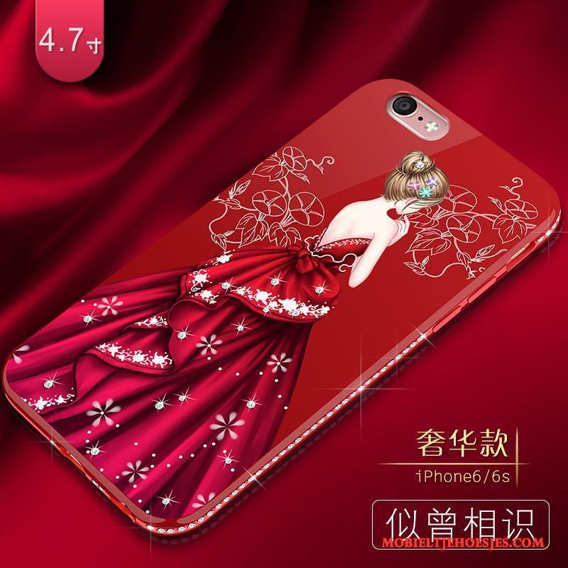 iPhone 6/6s Anti-fall Siliconen Scheppend Bescherming Met Strass Hoesje Zwart