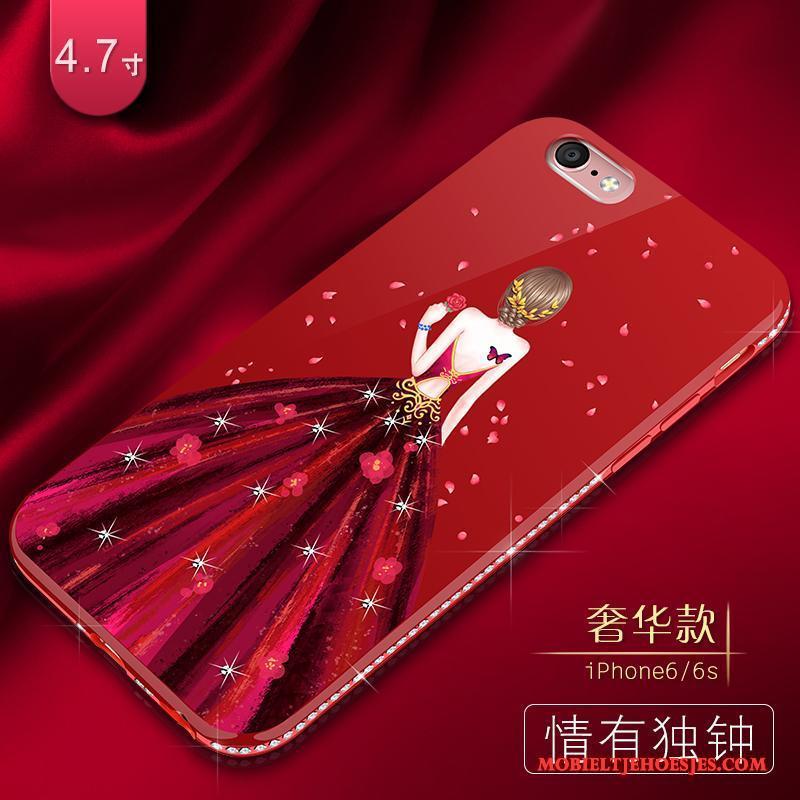 iPhone 6/6s Anti-fall Siliconen Scheppend Bescherming Met Strass Hoesje Zwart