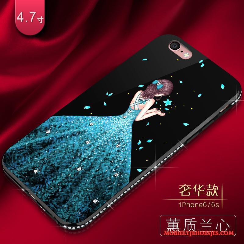 iPhone 6/6s Anti-fall Siliconen Scheppend Bescherming Met Strass Hoesje Zwart