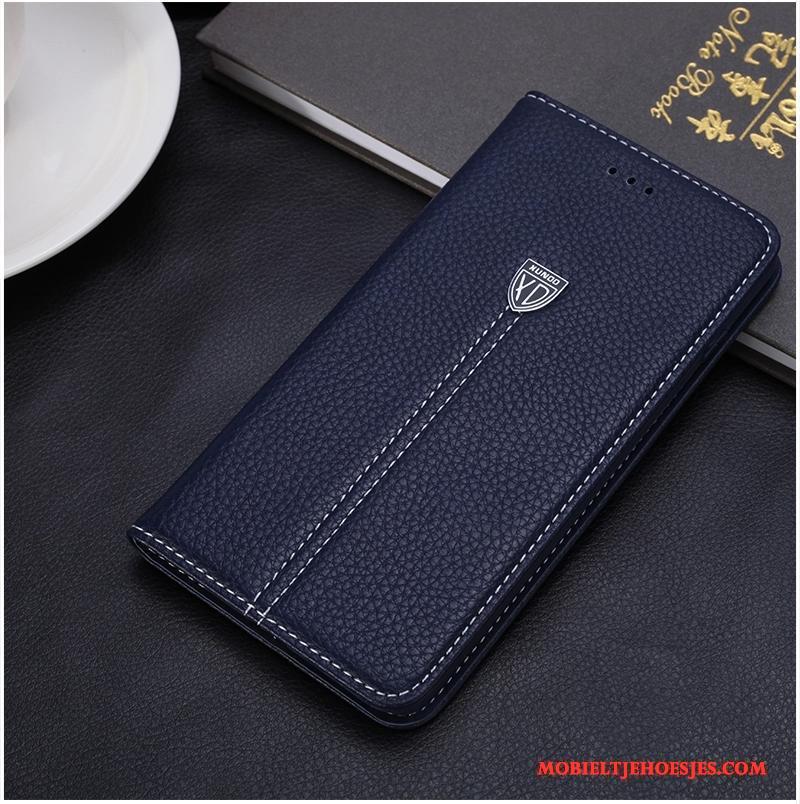 iPhone 6/6s Bescherming Folio Echt Leer Blauw Hoesje Telefoon Leren Etui