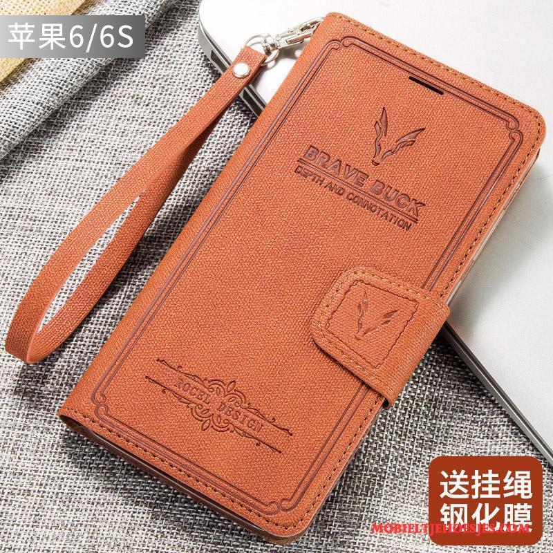 iPhone 6/6s Bescherming Leren Etui Vintage Hoesje Telefoon All Inclusive Rood Anti-fall