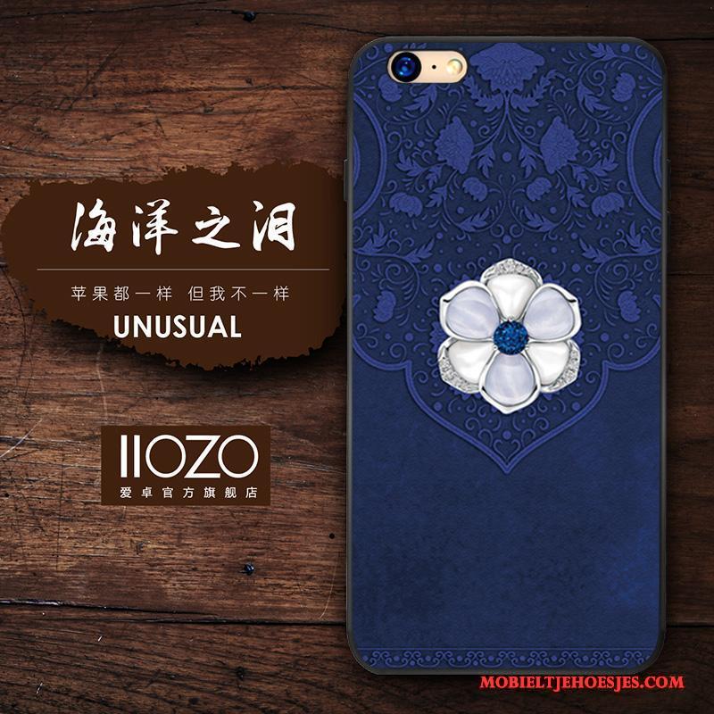 iPhone 6/6s Blauw Siliconen Zacht Schrobben Trend Anti-fall Hoesje Telefoon