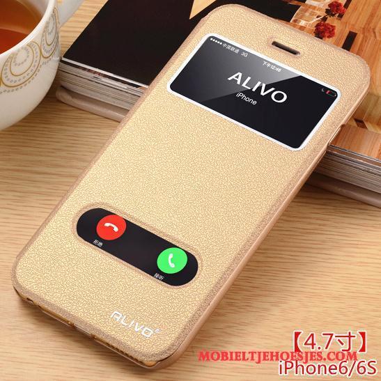 iPhone 6/6s Clamshell Leren Etui Bescherming Hoesje Telefoon Anti-fall Rose Goud