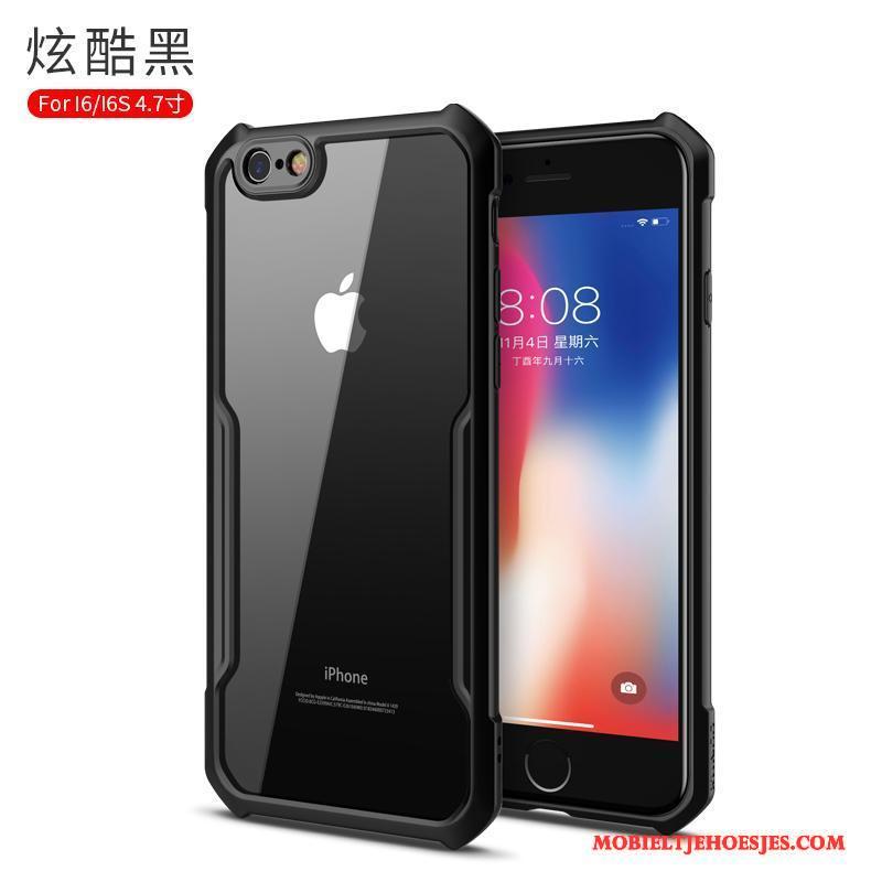iPhone 6/6s Doorzichtig All Inclusive Anti-fall Zacht Zwart Hoesje Telefoon Trend