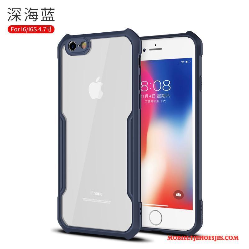 iPhone 6/6s Doorzichtig All Inclusive Anti-fall Zacht Zwart Hoesje Telefoon Trend