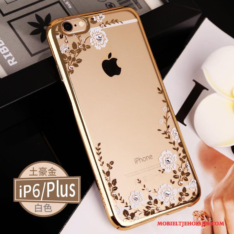 iPhone 6/6s Doorzichtig All Inclusive Goud Elegante Hoesje Telefoon Luxe Met Strass