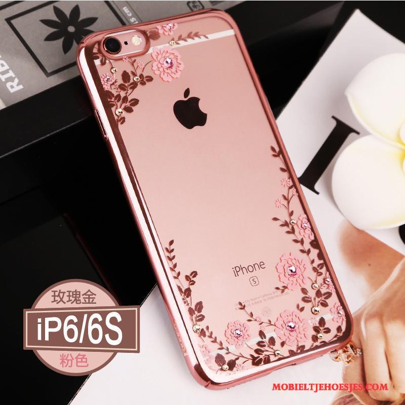 iPhone 6/6s Doorzichtig All Inclusive Goud Elegante Hoesje Telefoon Luxe Met Strass