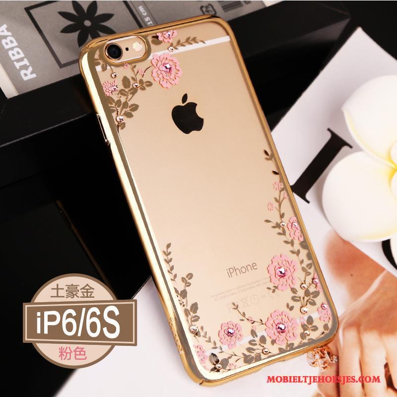 iPhone 6/6s Doorzichtig All Inclusive Goud Elegante Hoesje Telefoon Luxe Met Strass