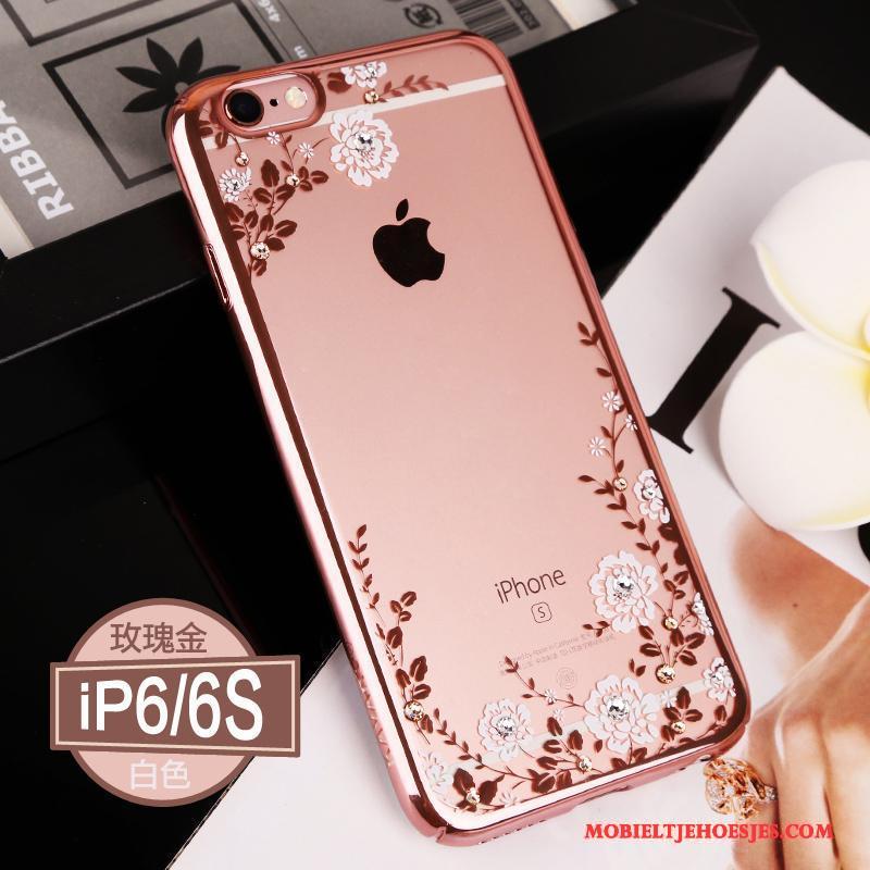 iPhone 6/6s Doorzichtig All Inclusive Goud Elegante Hoesje Telefoon Luxe Met Strass