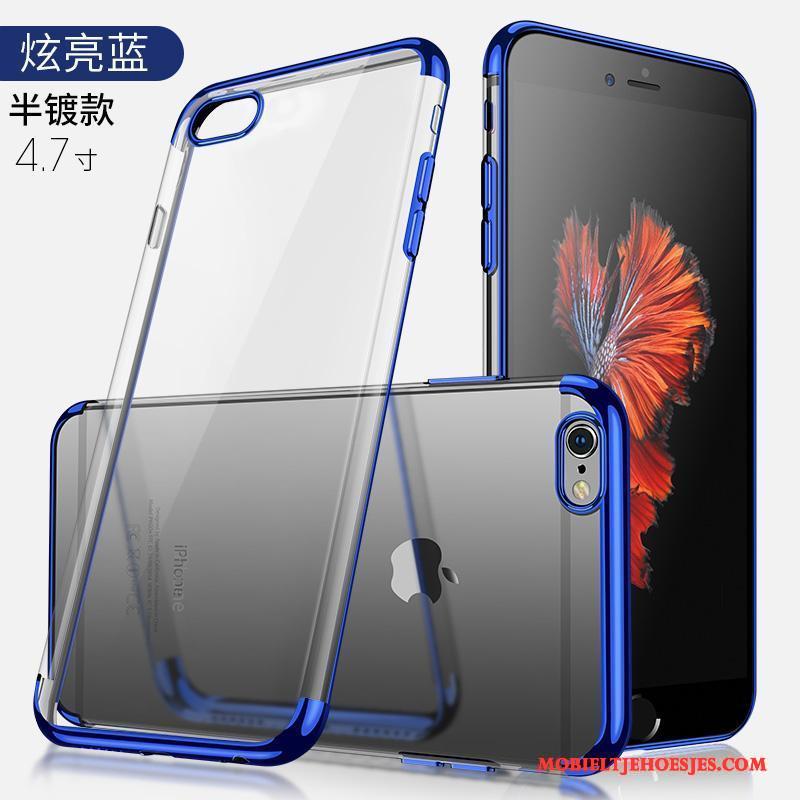 iPhone 6/6s Doorzichtig Blauw Anti-fall Siliconen Plating Hoesje Telefoon Dun