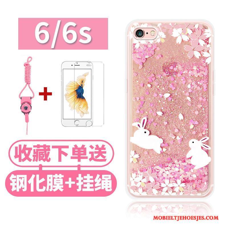 iPhone 6/6s Drijfzand All Inclusive Anti-fall Roze Hoes Hoesje Telefoon Kat