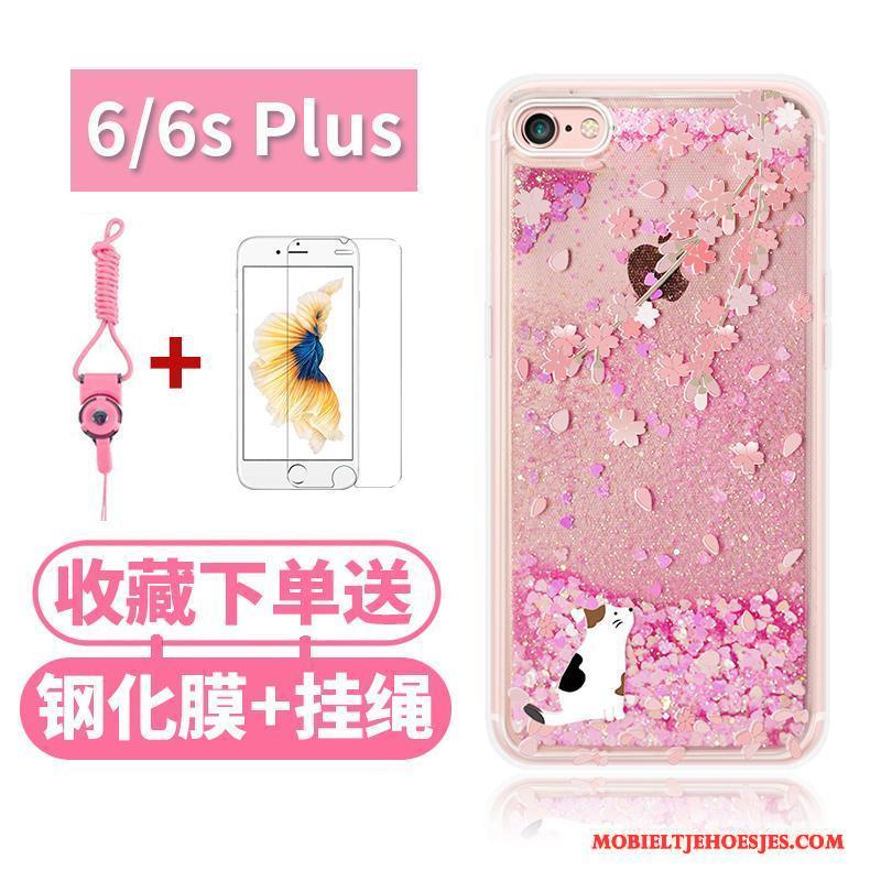 iPhone 6/6s Drijfzand All Inclusive Anti-fall Roze Hoes Hoesje Telefoon Kat