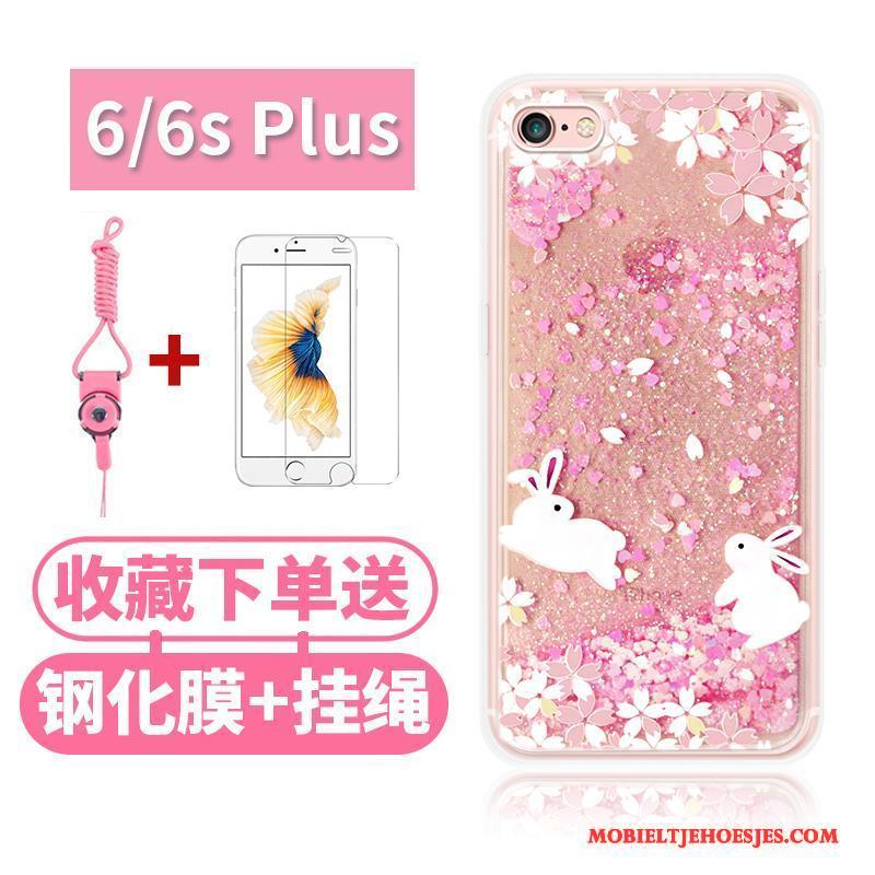 iPhone 6/6s Drijfzand All Inclusive Anti-fall Roze Hoes Hoesje Telefoon Kat