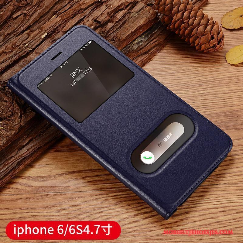 iPhone 6/6s Goud Hoes Hoesje Telefoon Bescherming Anti-fall Clamshell Leren Etui
