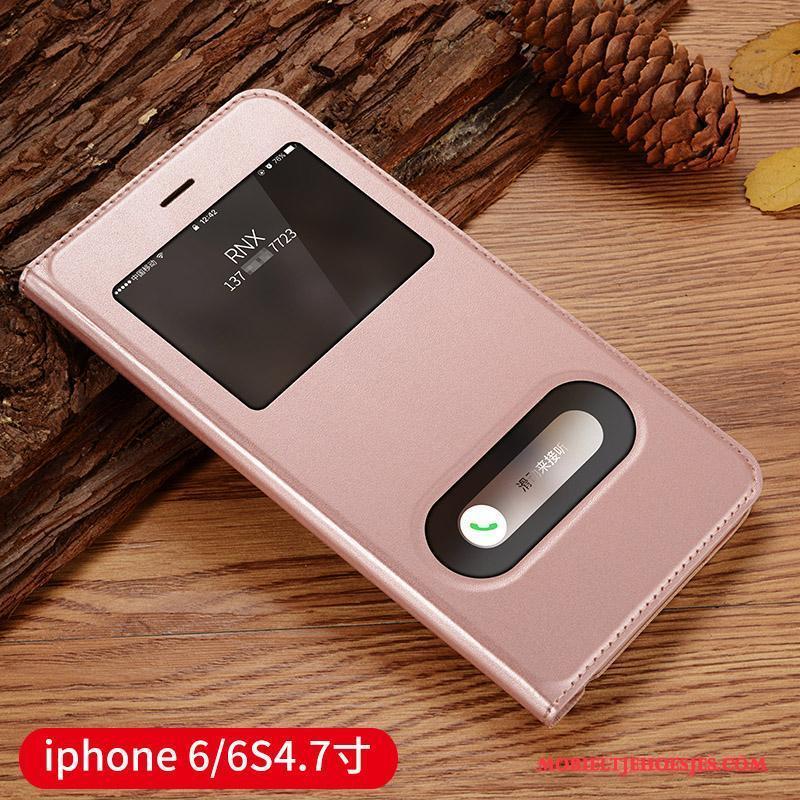 iPhone 6/6s Goud Hoes Hoesje Telefoon Bescherming Anti-fall Clamshell Leren Etui