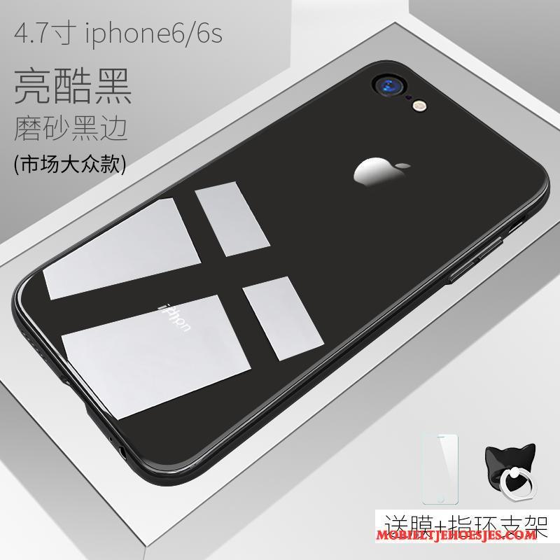 iPhone 6/6s Hoesje Siliconen Zwart Glas Hoes Trend Rood Nieuw
