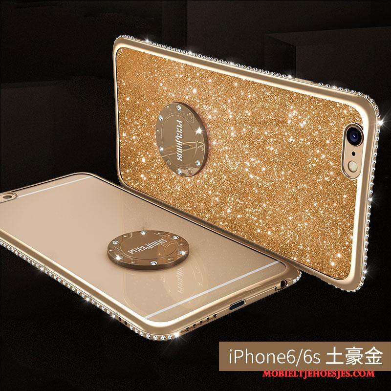 iPhone 6/6s Hoesje Telefoon Goud Zacht Siliconen Trend Met Strass Rood