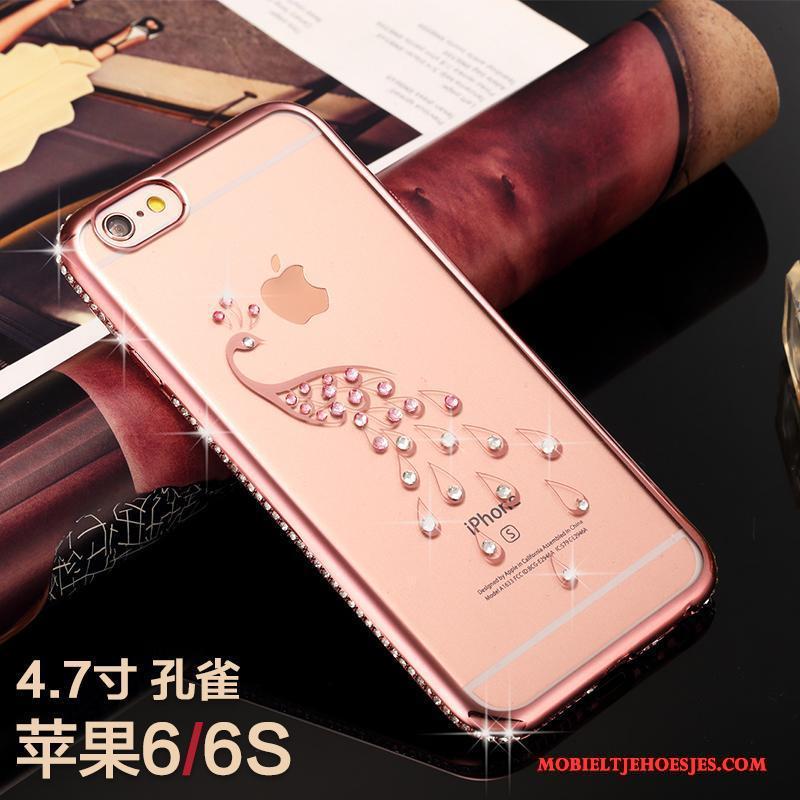 iPhone 6/6s Hoesje Telefoon Trendy Merk Zacht All Inclusive Rose Goud Luxe Met Strass