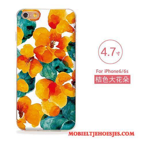 iPhone 6/6s Kunst Reliëf Nieuw Siliconen Hoesje Zacht Bloemen