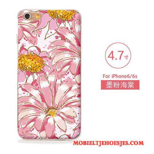 iPhone 6/6s Kunst Reliëf Nieuw Siliconen Hoesje Zacht Bloemen