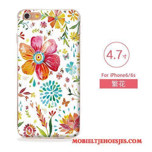 iPhone 6/6s Kunst Reliëf Nieuw Siliconen Hoesje Zacht Bloemen