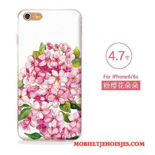 iPhone 6/6s Kunst Reliëf Nieuw Siliconen Hoesje Zacht Bloemen