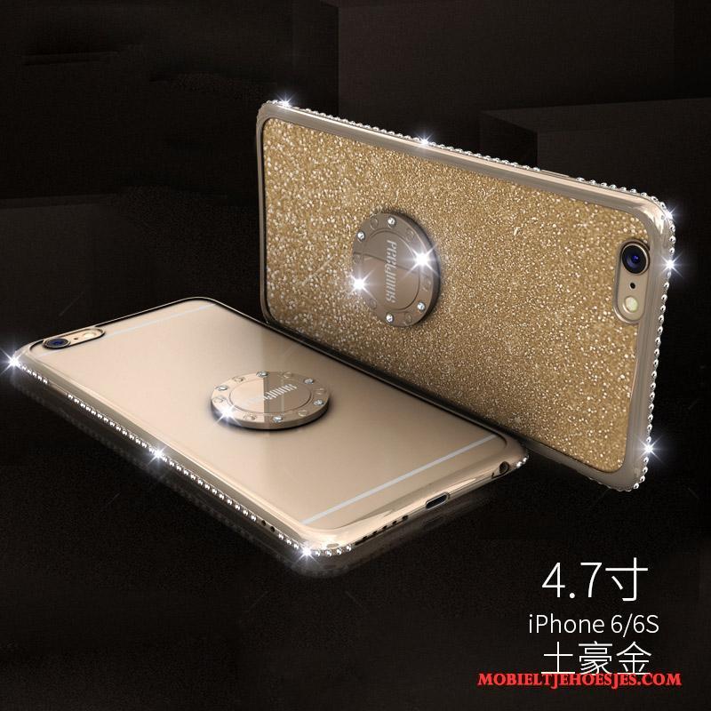 iPhone 6/6s Met Strass Hoesje Telefoon Doorzichtig Trend Goud Siliconen Zacht