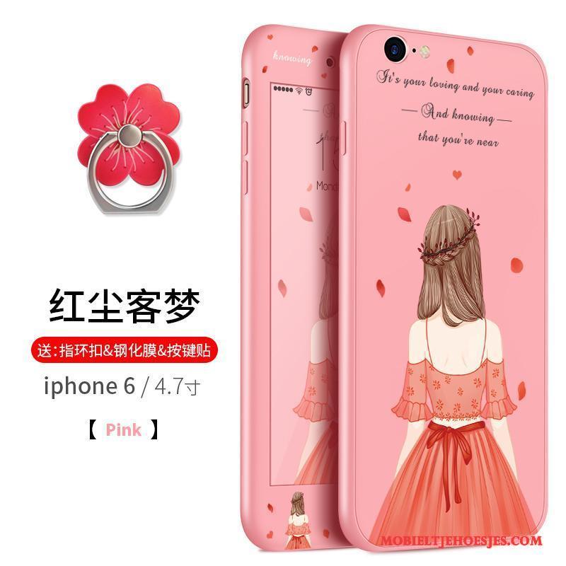 iPhone 6/6s Plus All Inclusive Zacht Siliconen Hoesje Telefoon Anti-fall Rood Hanger