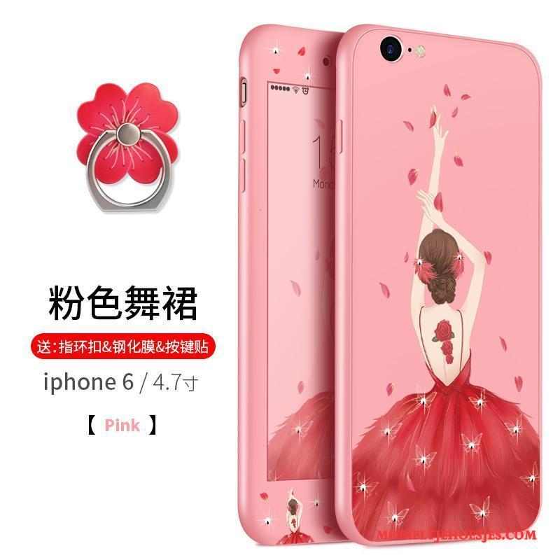 iPhone 6/6s Plus All Inclusive Zacht Siliconen Hoesje Telefoon Anti-fall Rood Hanger