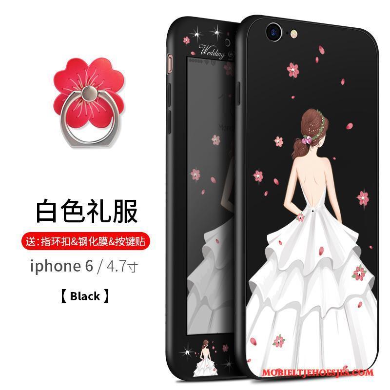 iPhone 6/6s Plus All Inclusive Zacht Siliconen Hoesje Telefoon Anti-fall Rood Hanger