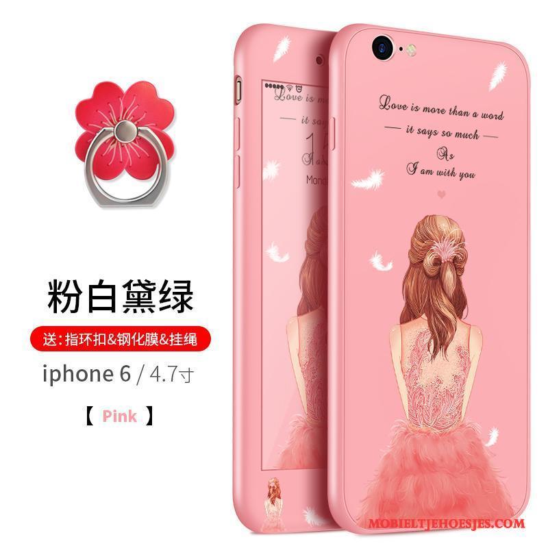 iPhone 6/6s Plus All Inclusive Zacht Siliconen Hoesje Telefoon Anti-fall Rood Hanger