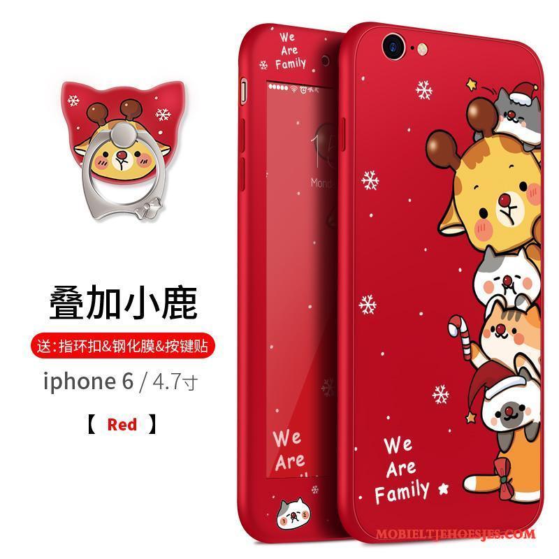 iPhone 6/6s Plus All Inclusive Zacht Siliconen Hoesje Telefoon Anti-fall Rood Hanger