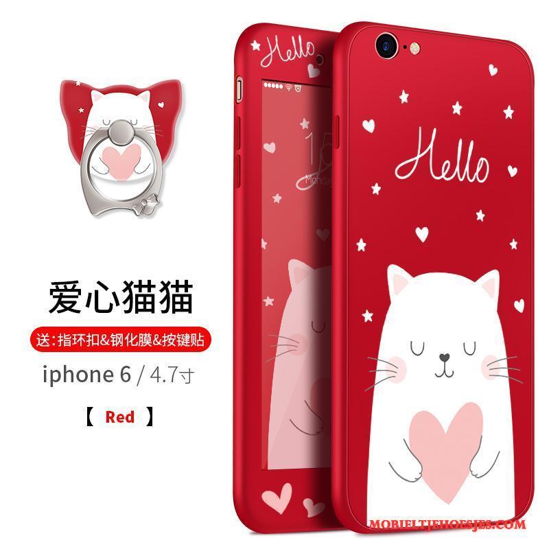 iPhone 6/6s Plus All Inclusive Zacht Siliconen Hoesje Telefoon Anti-fall Rood Hanger