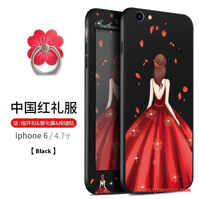 iPhone 6/6s Plus All Inclusive Zacht Siliconen Hoesje Telefoon Anti-fall Rood Hanger