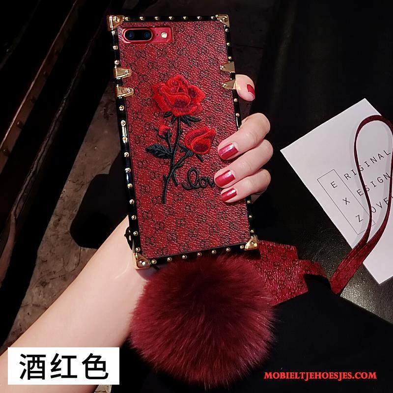 iPhone 6/6s Plus Anti-fall Trend Siliconen Eenvoudige Hoesje Telefoon Pompom Net Red