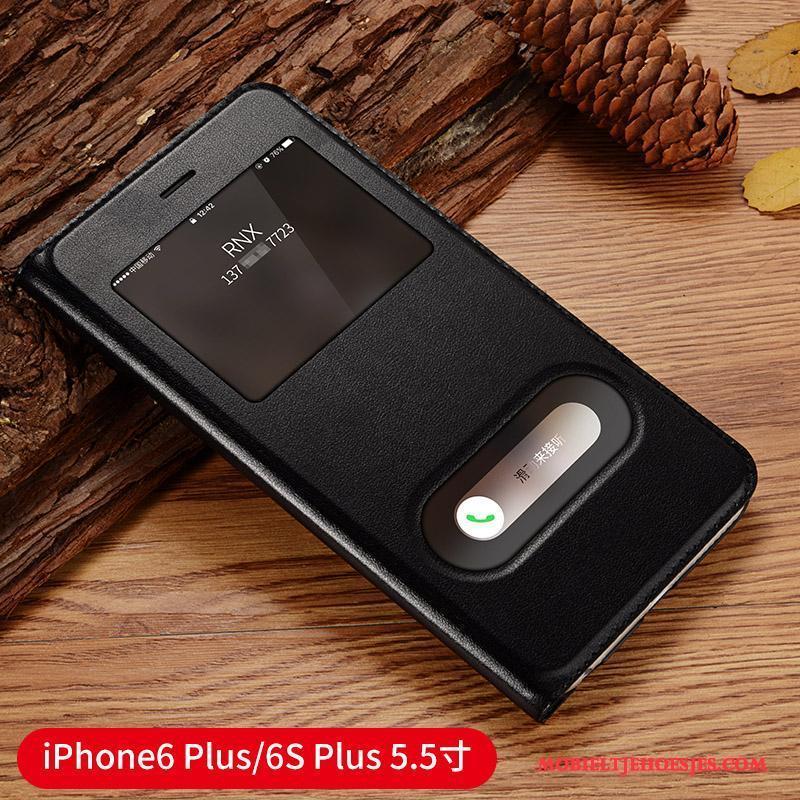 iPhone 6/6s Plus Bescherming Hoes Anti-fall Hoesje Telefoon Leren Etui Clamshell Blauw