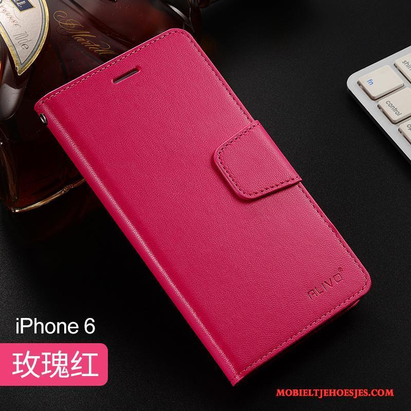 iPhone 6/6s Plus Bescherming Hoesje Telefoon Clamshell Zacht Rose Goud Siliconen Leren Etui