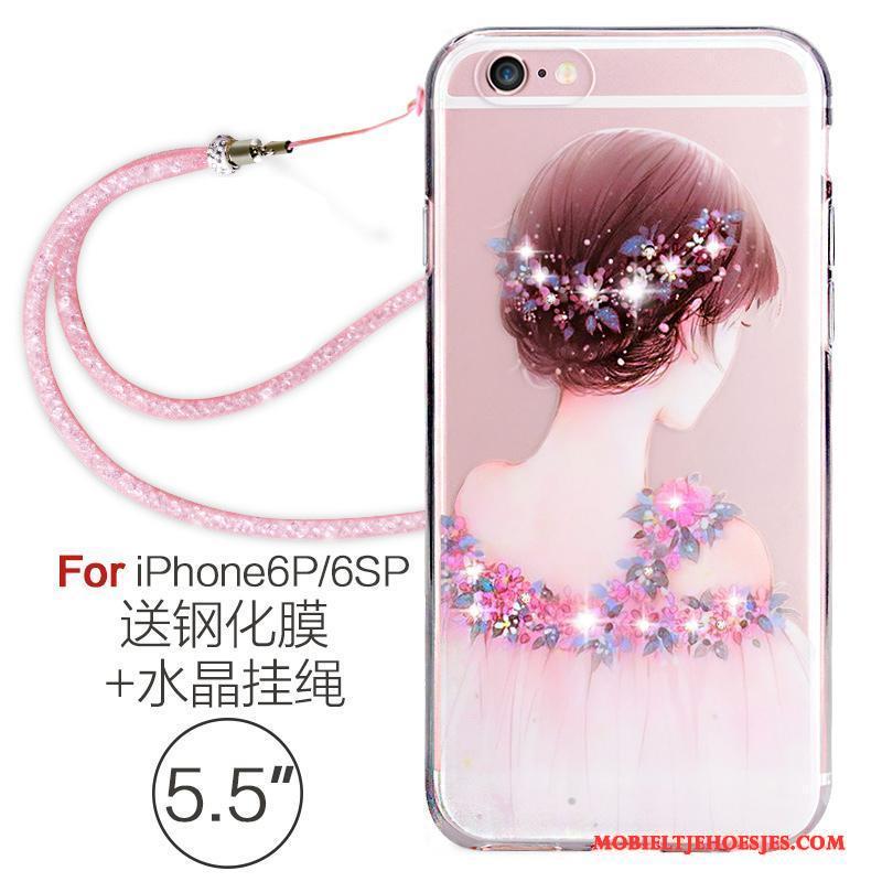 iPhone 6/6s Plus Bescherming Hoesje Telefoon Met Strass Trend Rood Zacht Luxe